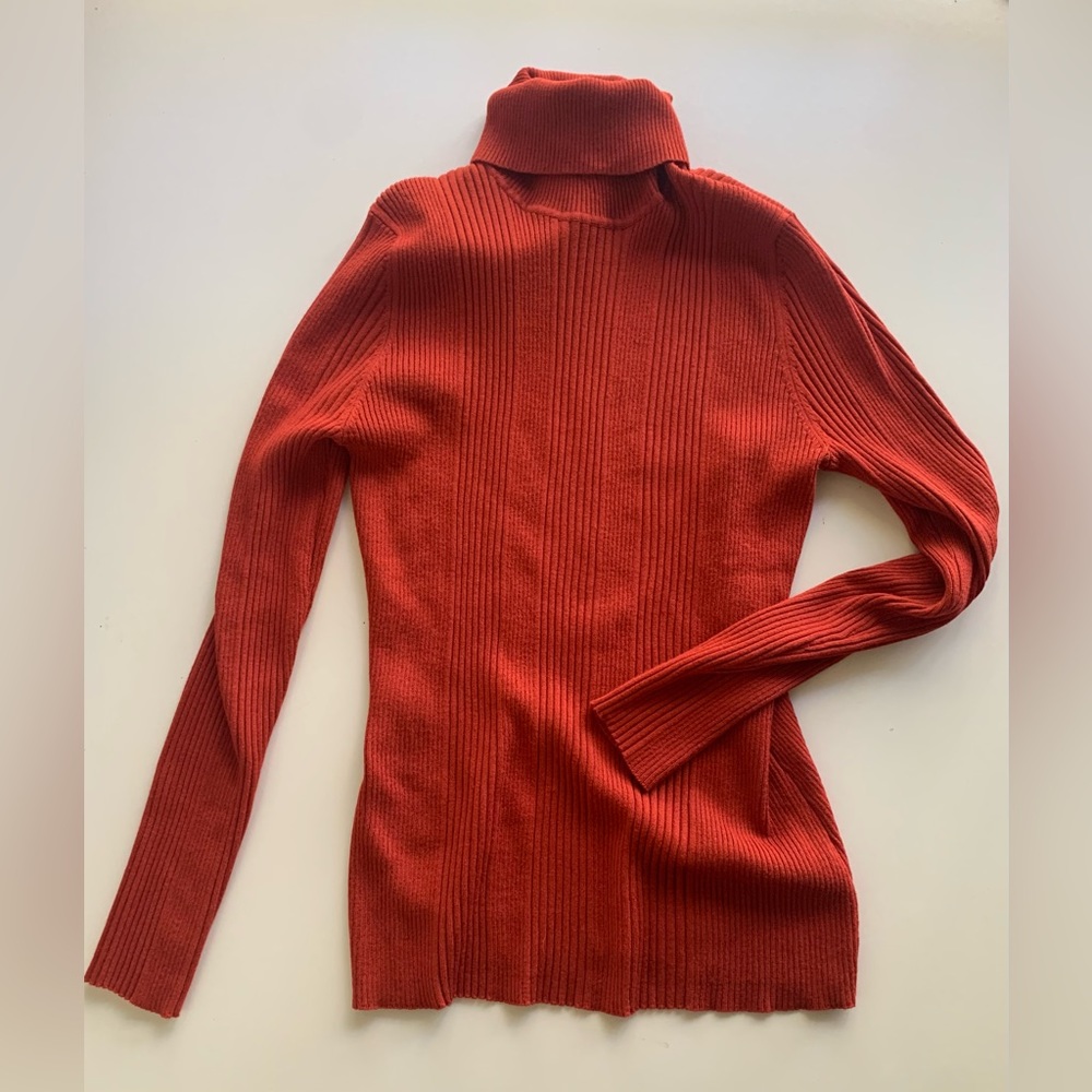Burnt orange turtleneck sweater 🐢